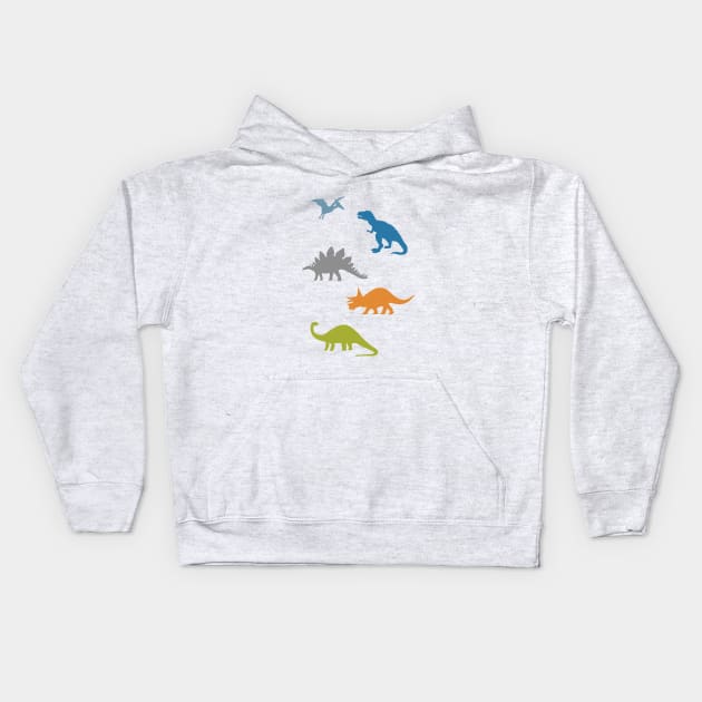 Primary Dinosaurs Kids Hoodie by latheandquill